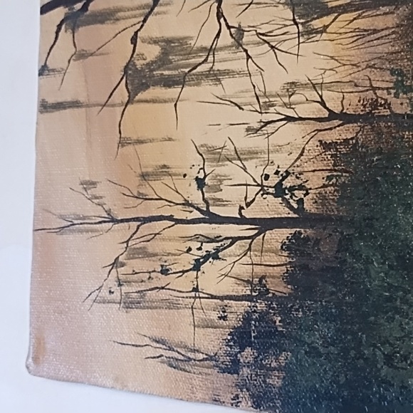 Serene Landscape Canvas Art in Green and Brown - Picture 5 of 9